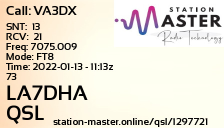 QSL Card for LA7DHA QSO with VA3DX