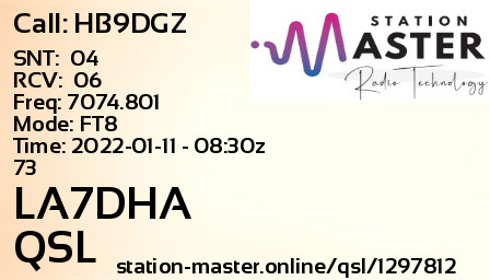 QSL Card for LA7DHA QSO with HB9DGZ