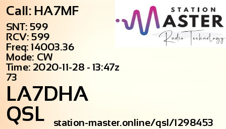 QSL Card for LA7DHA QSO with HA7MF