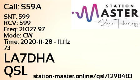 QSL Card for LA7DHA QSO with S59A