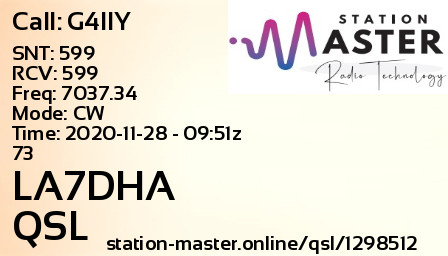 QSL Card for LA7DHA QSO with G4IIY