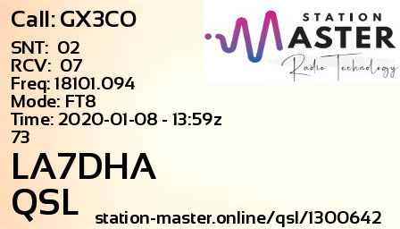 QSL Card for LA7DHA QSO with GX3CO