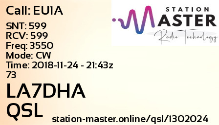 QSL Card for LA7DHA QSO with EU1A