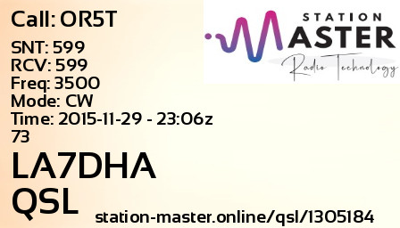 QSL Card for LA7DHA QSO with OR5T