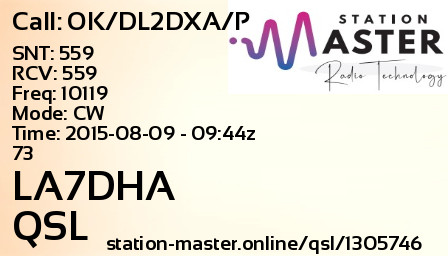 QSL Card for LA7DHA QSO with OK/DL2DXA/P