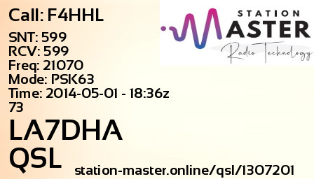 QSL Card for LA7DHA QSO with F4HHL