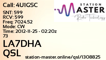QSL Card for LA7DHA QSO with 4U1GSC