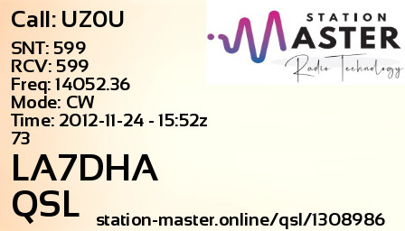 QSL Card for LA7DHA QSO with UZ0U
