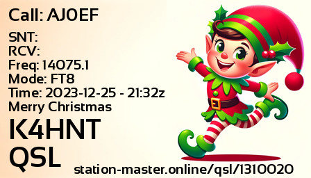 QSL Card for K4HNT QSO with AJ0EF