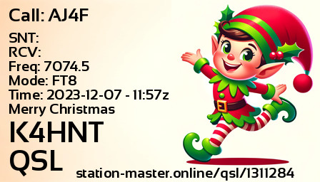 QSL Card for K4HNT QSO with AJ4F