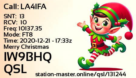 QSL Card for IW9BHQ QSO with LA4IFA