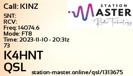 QSL Card for K4HNT QSO with K1NZ