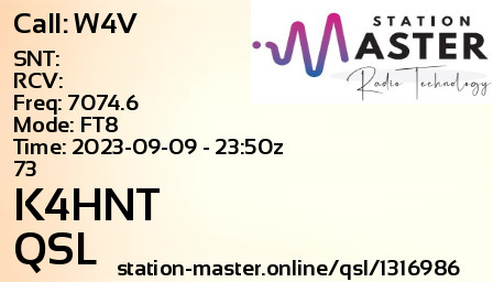 QSL Card for K4HNT QSO with W4V