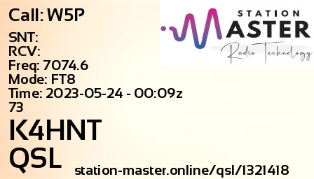 QSL Card for K4HNT QSO with W5P