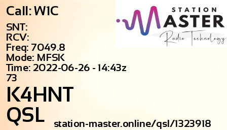 QSL Card for K4HNT QSO with W1C