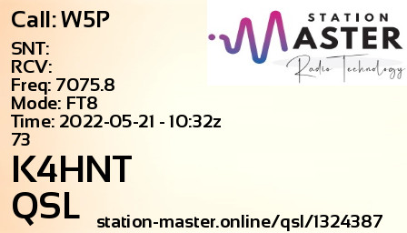 QSL Card for K4HNT QSO with W5P