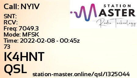 QSL Card for K4HNT QSO with NY1V