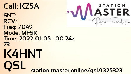 QSL Card for K4HNT QSO with KZ5A