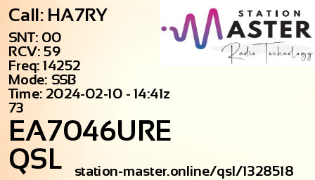 QSL Card for EA7046URE QSO with HA7RY