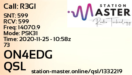 QSL Card for ON4EDG QSO with R3GI