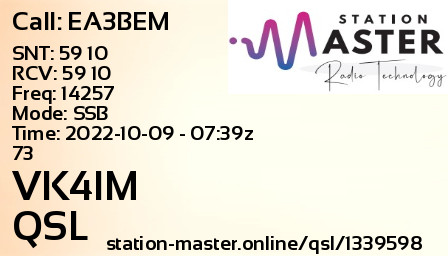 QSL Card for VK4IM QSO with EA3BEM