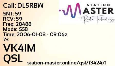 QSL Card for VK4IM QSO with DL5RBW