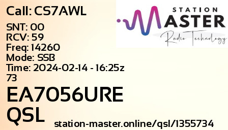 QSL Card for EA7056URE QSO with CS7AWL