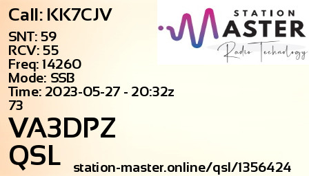 QSL Card for VA3DPZ QSO with KK7CJV