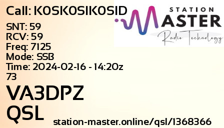 QSL Card for VA3DPZ QSO with K0SK0SIK0SID