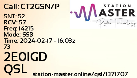 QSL Card for 2E0IGD QSO with CT2GSN/P