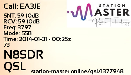 QSL Card for N8SDR QSO with EA3JE
