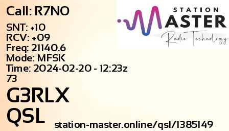 QSL Card for G3RLX QSO with R7NO
