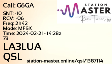 QSL Card for LA3LUA QSO with G6GA