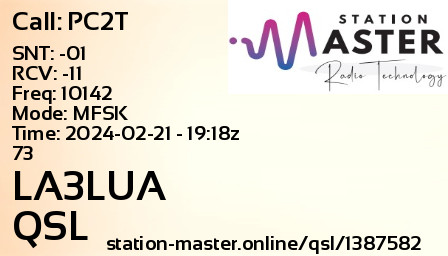 QSL Card for LA3LUA QSO with PC2T