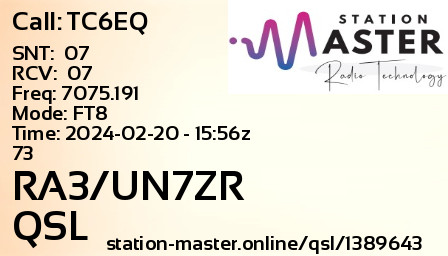 QSL Card for RA3/UN7ZR QSO with TC6EQ