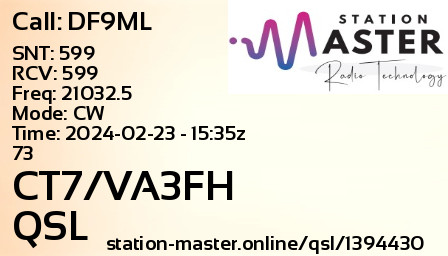 QSL Card for CT7/VA3FH QSO with DF9ML