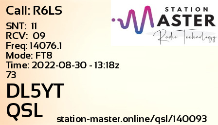 QSL Card for DL5YT QSO with R6LS