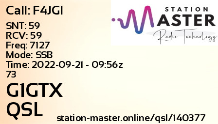QSL Card for G1GTX QSO with F4JGI