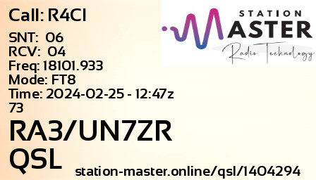 QSL Card for RA3/UN7ZR QSO with R4CI