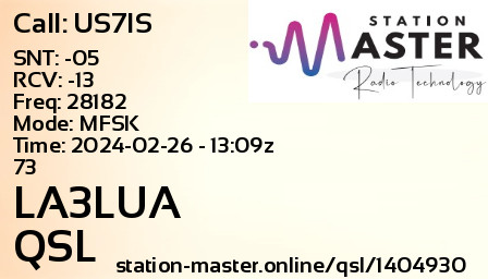 QSL Card for LA3LUA QSO with US7IS