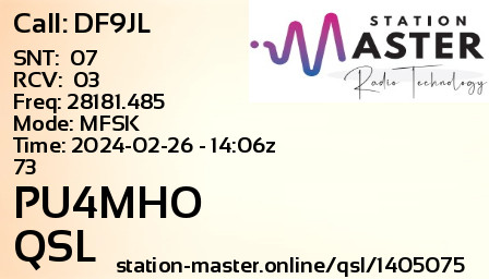 QSL Card for PU4MHO QSO with DF9JL