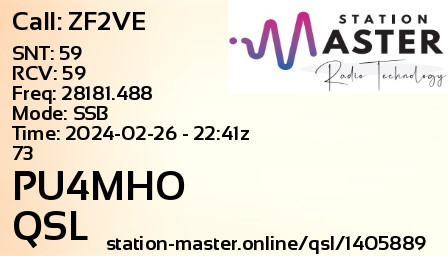 QSL Card for PU4MHO QSO with ZF2VE