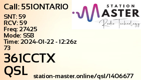 QSL Card for 361CCTX QSO with 551ONTARIO