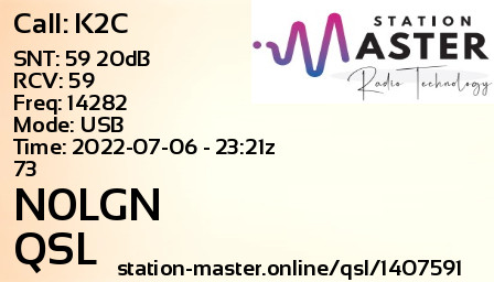 QSL Card for N0LGN QSO with K2C