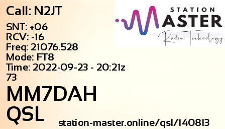 QSL Card for MM7DAH QSO with N2JT