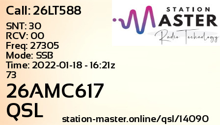 QSL Card for 26AMC617 QSO with 26LT588
