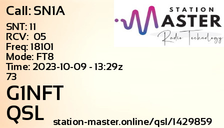 QSL Card for G1NFT QSO with SN1A
