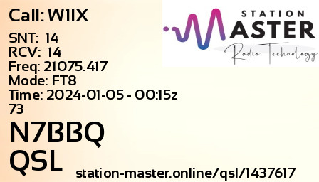 QSL Card for N7BBQ QSO with W1IX