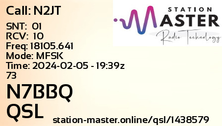 QSL Card for N7BBQ QSO with N2JT