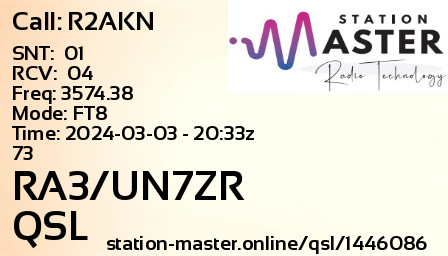 QSL Card for RA3/UN7ZR QSO with R2AKN